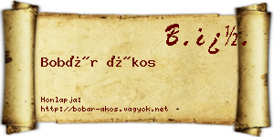 Bobár Ákos névjegykártya